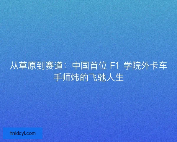 从草原到赛道：中国首位 F1 学院外卡车手师炜的飞驰人生